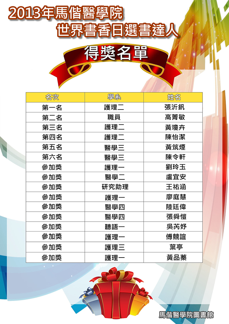 2013世界書香日活動得獎海報