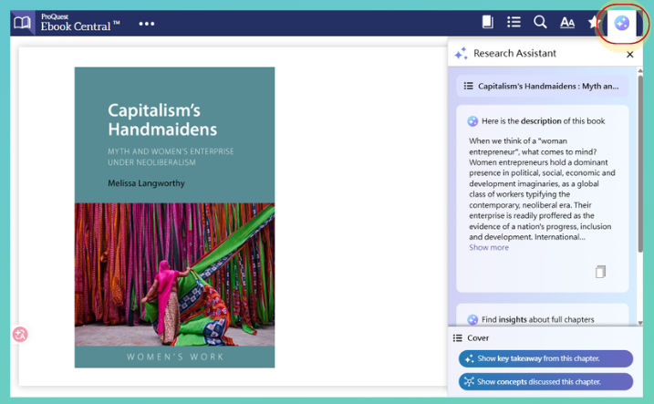 ProQuest Ebook Central 智慧閱讀輔助範例圖