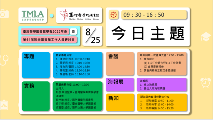 2022-08-25~26 臺灣醫學圖書館學會2022年會暨第44屆醫學圖書館工作人員線上研討會(另開新視窗/png檔)圖片