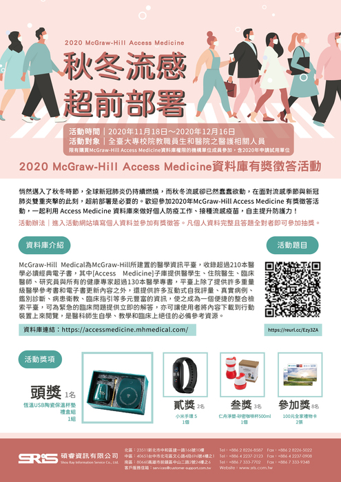 2020 McGraw-Hill Access Medicine資料庫有獎徵答活動海報