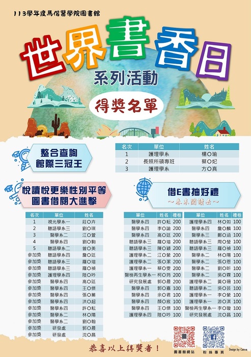 113學年度世界書香日活動得獎海報01